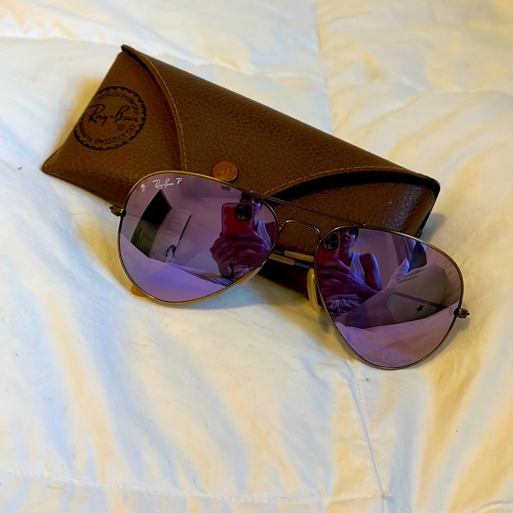 Raybans mirrored flash aviators